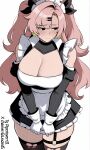  big_breasts black_eyes blush looking_away maid maid_uniform nicole_demara no_pupils piperloverr21 zzz 