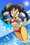 1girl bikini breasts cat cleavage female honey_the_cat medium_breasts navel prezer0 red_bikini red_swimsuit sega solo sonic_(series) sonic_the_fighters swimsuit tagme