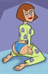 aqua_panties ass blue_panties brown_hair danny_phantom feet ghost lipstick looking_back madeline_fenton milf pajamas pants_down pants_pull purple_eyes red_lipstick short_hair wide_hips