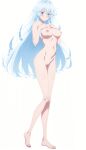 1girl ai-generated ai_generated breasts cleft_of_venus completely_nude_female elfaria_albis_serfort female_focus girlhimen light_blue_hair long_hair looking_at_viewer navel nipples nude_female pussy simple_background tsue_to_tsurugi_no_wistoria white_background younger_female