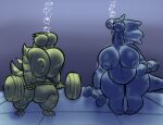 2girls aquaphilia aurorus breasts bubbles drowning female gym nintendo nipples nude pokemon puffy_cheeks pussy rekkadraws tyranitar underwater zantzusui