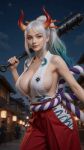 ai_generated bare_thighs bouncing_breasts breast_grab gif gigantic_breasts grok horn horns huge_breasts huge_thighs light-skinned_female light_skin long_hair looking_at_viewer massive_breasts multicolored_hair one_piece oni oni_female oni_horns orange_eyes ponytail realistic solo_female squatting sweat sweatdrop thick_body thick_female thick_thighs thighs voluptuous voluptuous_female white_hair yamato_(one_piece)