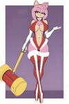  1girl amy_rose big_ass big_breasts cute gloves hammer lingerie long_ears pink_hair pink_skin platform_shoes posing seductive seductive_face sexy short_hair tailsrulz thighs 