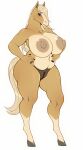 1girl big_ass big_breasts blonde_hair cute fluffy_tail horse horse_girl long_ears long_hair m_jr_art milf posing seductive seductive_face sexy tail thick_ass thick_legs