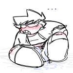 1boy blaehine blush colorless cringe cum cumming_on_self doodle hairy_penis haruki_teshigawara idk_what_to_tag_it looking_at_viewer male male_only messy_sketch monochrome no_color oc ocs open_zipper original original_character pants_open sitting sitting_on_floor sketch toony toony_face white white_background xd