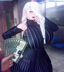  1boy 1girl 1girl 3d 3d_(artwork) 3d_model 3d_render anime_character big_breasts big_breasts big_breasts big_breasts bra_strap braided_hair breasts breasts breasts_bigger_than_head busty_female clothing curvaceous curvy curvy_figure female_focus gigantic_breasts grin huge_breasts jujutsu_kaisen kiminodonuts koikatsu large_boobs large_tits looking_at_viewer male manga_character massive_breasts mei_mei_(jujutsu_kaisen) meme_reference money plump plump_lips red_lipstick round_breasts smiling_at_viewer tagme thick_lips voluptuous voluptuous_female white_hair 