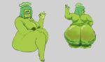 1girl 2026 ass back_view bbw big_ass big_breasts blush breasts bubble_butt chef chef_hat chubby chubby_female deltarune deltarune_chapter_5 eyeshadow green_(deltarune) green_hair green_nipples looking_at_viewer nipples side_view smile toque_blanche undertale_(series) wolf_haleyfan