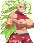 1girl big_breasts big_breasts breasts dragon_ball dragon_ball_super exposed_breasts exposed_nipples kamekuzu kameseru kefla legendary_super_saiyan muscular muscular_female ripped_clothing super_saiyan_3