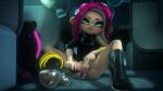  1girl agent_8_(splatoon) anal anal_beads anus blush bottomless female_masturbation female_only green_eyes looking_at_viewer masturbation no_panties octoling octoling_girl owo_sfm pussy sex_toy solo_female splatoon spread_legs squid_girl train train_interior 