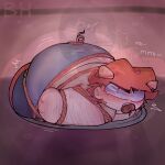 1girl annoyed annoyed_expression apple ass ass_up ass_up_face_down blaehine blush face_down face_down_ass_up fat_man gagging haruki_teshigawara male male_only mouth_gag oc original_character plump red_hair rope rope_bondage solo_focus solo_male tear tied tied_down tied_hands tied_up
