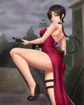  1girl 1girl 1girls ada_wong ada_wong_(caroline_ribeiro) ass biohazard biohazard_4 black_hair black_hair_female capcom chinese_clothes chinese_dress dat_ass dress female_focus female_only female_solo firearm gun human human_female human_only human_solo machine_gun red_dress resident_evil_4 resident_evil_4_(remake) resident_evil_4_remake short_black_hair short_hair solmatoi standing standing_up twitter video_game_character video_game_franchise video_games weapon 