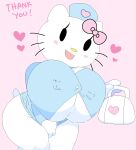  1girls anthro bag big_breasts blush blush_stickers breasts cassettedream cat_girl clothing cute dialogue digital_media_(artwork) dream-cassette felid feline felis female female_only furry heart hello_kitty hello_kitty_(character) hoshime huge_breasts huge_thighs kitty_white nurse nurse_cap nurse_uniform solo solo_female speech tail text thick_thighs white_fur wide_hips 