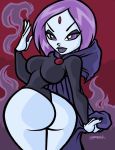 ass assesina big_ass breasts bubble_butt cape cute dc_comics grey_skin hair hood lipstick looking_back purple_eyes purple_lipstick raven_(dc) short_hair teen_titans