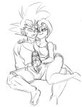 bulma_briefs dragon_ball dragon_ball_super dragon_ball_z erect_penis erection funsexydragonball handjob male/female monochrome son_goku