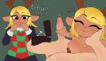  1boy 1girl 1girls 2026 anthro antlers bitch blonde_hair blush breasts cervid clothed_female_nude_male deer deleted_in_source deltarune dialogue female_on_human freckles handjob holding_face huge_penis human human_on_anthro kris_(deltarune) male male_on_anthro male_pov mamas_hell noelle_holiday penis pov pov_kiss proposal slut smile straight text twitter_link undertale_(series) wholesome wholesome_sex whore 