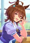 1girl agnes_tachyon_(umamusume) ai_generated clothed clothed_female fellatio_gesture grin horse_ears horse_girl light-skinned_female light_skin looking_at_viewer open_mouth sexually_suggestive smile smirk tongue tongue_out umamusume umamusume_pretty_derby