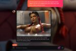 1girl 1girl ai ai_art ai_generated apex_legends ass bath bathing big_breasts black_hair blurry braid breasts chat_log completely_nude conversation dark-skinned_female dark_skin dialogue earrings english_text eyeshadow loba_andrade long_hair looking_at_viewer makeup medium_breasts multicolored_hair nipples nude partially_submerged red_eyeshadow red_hair red_lips reflection screenshot steam twin_braids two-tone_hair water wet