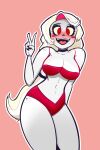  1girl 1girls amazon_prime bikini cartoon charlie_morningstar charlie_morningstar_(hazbin_hotel) demon demon_girl freckles freckles_on_shoulders hazbin_hotel hazbin_hotel_(season_2) hellaverse omiversearts questionable red_cheekdots red_cheeks spindlehorse_toons standing standing_up twitter v vivienne_medrano vivziepop white_skin 