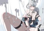 1futa bandage big_breasts braid breastless_clothing breasts bukkake cum ejaculation flower futa_only futanari gloves hair hair_flower hair_ornament hanging_breasts kaine_(nier) long_breasts masturbation nier nier:_automata penis shin'ya_(shin'yanchi) silver_hair testicles