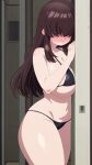  100_kanojo ai_generated bare_thighs bikini black_hair blush embarrassed gigantic_breasts hair_over_eyes huge_breasts huge_thighs kakure_meme kimi_no_koto_ga_dai_dai_dai_dai_daisuki_na_100-nin_no_kanojo light-skinned_female light_skin long_hair massive_breasts solo_female the_100_girlfriends_who_really_really_really_really_really_love_you thick_body thick_female thick_thighs thighs voluptuous voluptuous_female 