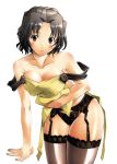  apron black_hair blush breasts brown_eyes brown_hair cleavage erect_nipples female garter_belt girl housewife milf panties sakai_hamachi short_hair thighhighs to_heart_2 underwear yuzuhara_haruka 