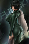  1girl big_breasts bubble_butt cleavage fubuki fubuki_(one-punch_man) green_eyes green_hair horny inviting_to_sex looking_at_viewer one-punch_man pose standing stockings teasing thick_thighs wtparadise 