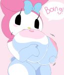  1girls anthro areola big_areola big_breasts big_nipples black_eyes blank_eyes blush blush_stickers bow breast_hold breasts bunny bunny_girl cassettedream dialogue digital_media_(artwork) dream-cassette english_text female female_only furry grabbing_own_breast hair_bow holding_breasts hood hoshime huge_areola huge_breasts huge_nipples lagomorph leporid looking_at_viewer mob_face my_melody nipples onegai_my_melody shortstack solo_female speech speech_bubble tail text thick_thighs white_fur wide_hips 