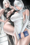 2_girls 2girls big_breasts blue_eyes bubble_butt cleavage horny inviting_to_sex looking_at_viewer nier nier:_automata nier_(series) pose standing teasing thick_thighs white_hair wtparadise yorha_no._2_type_b yorha_type_a_no._2