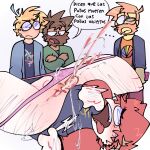 adult_only blood brown_hair convulsions crossed_legs cum cumshot drake_mcqueen gayle_holbrook haruki_teshigawara humor idk kale_kaleski lmao lol male panties panties_down penis red_hair ripped_shirt seizure spanish_text text tongue_out what_the_fuck wtf	 xd