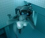 1girl anthro aquaphilia beastars breasts breathhold bubbles content_warning crossover danil4h diving_mask drowning escape female freediving juno_(beastars) nsfw nude solo the_backrooms the_poolrooms underwater wolf