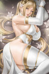  1girl big_breasts blonde_hair blue_eyes bubble_butt cleavage horny inviting_to_sex laying laying_down looking_at_viewer nier nier:_automata nier_(series) pose stockings teasing thick_thighs wtparadise yorha_commander 