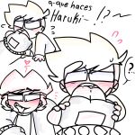 2boys age_difference blaehine booker_teshigawara brothers colorless confused cute_male doodle finger_in_mouth haruki_teshigawara little_boy little_brother monochrome mouth_open no_color oc ocs original original_character original_characters saliva sketch spanish step-brother_and_step-brother step-incest text tongue_out what_the_fuck yaoi young young_male
