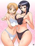 2girls asymmetrical_docking big_breasts black_bra black_panties bosom_buddies bra breast_grab breast_press breast_squeeze breasts curvy female female_only grabbing hair hips huge_breasts kenix lingerie multiple_girls nami nami_(one_piece) nico_robin one_piece panties plump smile straw_hat_pirates symmetrical_docking underwear underwear_only white_bra white_panties wide_hips yuri