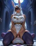 1boy 1girl abs ai_generated animal_ears arms_behind_back artist_name bangs bare_shoulders big_breasts breasts candle clitoris clothed_sex clothing_aside covered_abs covered_navel cowgirl_position crescent_print dark-skinned_female dark_skin explicit full_moon fur_collar girl_on_top hetero highleg highleg_leotard indoors interracial leotard leotard_aside lips long_hair looking_at_viewer lying mask mirko moon moonlight muscular muscular_female my_hero_academia night night_sky nyx_x on_back open_mouth parted_bangs penis pov pussy rabbit_ears rabbit_girl red_eyes sex skin_tight sky sleeveless sleeveless_turtleneck sleeveless_turtleneck_leotard solo_focus spread_legs star_(sky) stockings straddling superhero teeth thick_thighs thighs toned tongue tongue_out turtleneck turtleneck_leotard uncensored upper_teeth_only vaginal white_hair white_leotard