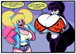 1girl 2026 2_girls artist_name ass atomickingboo bangs belt belt_buckle big_ass big_breasts black-haired_female black_eyeshadow black_hair black_hair_female black_lips black_lipstick blonde blonde-haired_female blonde_female blonde_hair blonde_hair_female blue-haired_female blue_hair blue_hair_female blush blush blush_face blushed_face blushing_female bow bow_accessory bow_in_hair bra breast_support breasts breasts_bigger_than_head clothed clothed_female clothing dialogue dialogue_bubble duo ear_piercing earring earring earrings english english_dialogue english_text eyeshadow female_only fully_clothed fully_clothed_female grope groping groping_breast groping_breasts groping_own_breast groping_self halloween hand_in_pocket heart heart-shaped_blush_stickers heart_symbol hearts holding holding_breast holding_up_breasts hood hooded_jacket hoodie huge_breasts jack-o'-lantern jack-o'-lantern_bra jack-o'-lantern_print jacket light-skinned_female light_skin lindel_dollice_quilten lips lipstick micro_bra multicolored_hair oc ocs open_shirt original original_character original_characters pale-skinned_female pale_skin pants partially_clothed partially_clothed_female pierced_ear pierced_ears piercing piercings pink-haired_female pink_hair pink_hair_female pumpkin pumpkin_bra pumpkin_print ribbon ribbon_bow ribbons self_grope self_groping shirt short_shorts shorts skull skull_earrings speech_bubble t-shirt t_shirt text text_bubble the_besties_(atomickingboo) thick_thighs thighs thong tricolor_hair tshirt wendy_wendy