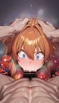  1boy 1girl ahegao ahegao_face ai_generated asuka_langley_souryuu blue_eyes blush body_suit clothed clothed_female deepthroat fellatio forced forced_oral imminent_fellatio imminent_oral light-skinned_female light_skin neon_genesis_evangelion nikumist oral oral_sex orange_hair steam steamy_breath sweat sweatdrop sweating tsundere 