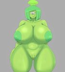 1girl 2026 absurd_res big_breasts breasts chef chef_hat deltarune deltarune_chapter_5 green_(deltarune) green_hair green_nipples green_skin high_res huge_breasts mrios navel nipples pubic_hair pussy short_hair smile sweatdrop toque_blanche undertale_(series) wide_hips