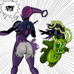 alien alien_girl ass ass ass_focus assisted_exposure ben_10 ben_10_omniverse blush blush blush_lines butt_focus crazycolumbina eighteight embarrassed_female embarrassed_nude_female enf grey_skin masked_female no_panties pussy pussy_visible_through_thighs ripped_clothing speech_bubble speed_lines stolen_clothes stripped_naked surprised torn_clothes upchuck_(ben_10) wide_hips