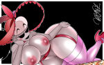 hat hazbin_hotel lingerie lying_down lying_on_side rosie_(hazbin_hotel) sharp_teeth white_skin zaicomaster14