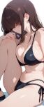  100_kanojo ai_generated bare_thighs bikini black_hair blush embarrassed gigantic_breasts hair_over_eyes huge_breasts huge_thighs kakure_meme kimi_no_koto_ga_dai_dai_dai_dai_daisuki_na_100-nin_no_kanojo light-skinned_female light_skin long_hair massive_breasts solo_female squatting sweat sweatdrop the_100_girlfriends_who_really_really_really_really_really_love_you thick_body thick_female thick_thighs thighs voluptuous voluptuous_female 