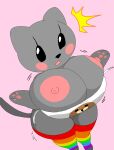 1girls anthro areola big_breasts black_eyes blush blush_stickers bouncing_breasts breast_expansion breasts bursting_breasts cassettedream cat_girl clothing digital_media_(artwork) dream-cassette felid feline felis female female_only furry furry_female genderswap genderswap_(mtf) grey_fur hoshime hourglass_figure huge_breasts meme mob_face multicolored_clothes multicolored_legwear nipples nyan_cat pawpads shocked shocked_expression shortstack simple_background solo solo_female stockings striped_thighhighs surprised surprised_expression tail thick_thighs thighhighs tubetop wardrobe_malfunction wide_hips