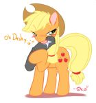  0r0ch1 applejack applejack_(mlp) blonde_hair blush cowboy_hat dildo equine female friendship_is_magic hair hat hooves horse horse_penis_dildo licking long_hair my_little_pony pony rape_face saliva sex_toy tail tongue white_background 