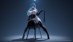  1girl 1girl ai_generated bare_shoulders bdsm big_breasts black_footwear black_gloves blue_eyes blue_hair bondage_outfit boots breasts collar corset dominatrix elbow_gloves full_body full_moon garter_straps gloves high_heels holding holding_whip latex long_hair looking_at_viewer moon moonlight night night_sky nipples nyx_x questionable sitting skindentation stockings thigh_high_boots whip 