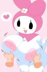  1boy 1girls 2d_(artwork) 2d_artwork anthro areola big_breasts black_eyes blank_eyes blush blush_stickers bouncing_breasts breast_grab breasts bunny bunny_girl capelet cassettedream digital_media_(artwork) disembodied_hands dream-cassette female female/male flower furry furry_female grabbing_another's_breast grabbing_breasts hair_flower hair_ornament heart holding_breasts hood hoshime huge_breasts leaning_forward mob_face my_melody nipples onegai_my_melody open_mouth sanrio shortstack smile softcore solo_focus spoken_heart tail thick_thighs white_fur wide_hips 