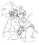 bulma_briefs cum dragon_ball dragon_ball_super dragon_ball_z ejaculation erect_penis erection funsexydragonball handjob male/female monochrome son_goku