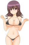 1girl alluring bikini breasts erect_nipples flipped_hair gym_leader highres huge_breasts large_breasts long_hair min0313 natsume_(pokemon) natsume_(pokemon)_(hgss) panties pokemon pokemon_(game) pokemon_gsc pokemon_hgss purple_eyes purple_hair red_eyes sabrina swimsuit thigh_gap thighs thong underwear