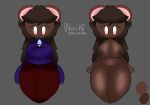 1girl breasts brown_hair brown_skin dress female_only mouse_ears mouse_girl nipples nude oc original_character persona simple_background simple_eyes