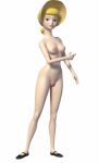  1girl 3d ai_generated blonde blonde_hair blue_eyes blush bo_peep breasts disney edit female_only hairless_pussy headwear looking_at_viewer nude pixar pussy solo_female standing toy_story 