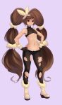  1girl brown_hair gijinka humanized lopunny mega_evolution mega_lopunny pantyhose pokemon pokemon_(game) pokemon_oras red_eyes torn_clothes torn_pantyhose very_long_hair 