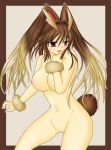  1girl animal_ears blush breasts bunny_ears female kurokaze_no_sora large_breasts lopunny moemon nipple nipples nude personification pokemon pussy smile solo tail uncensored 